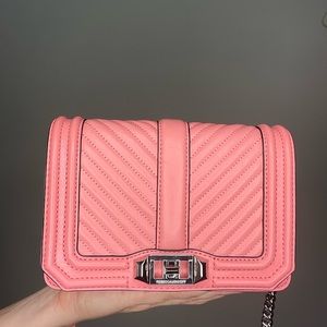Chevron Quilted Love Crossbody Small Bright pink Rebecca Minkoff